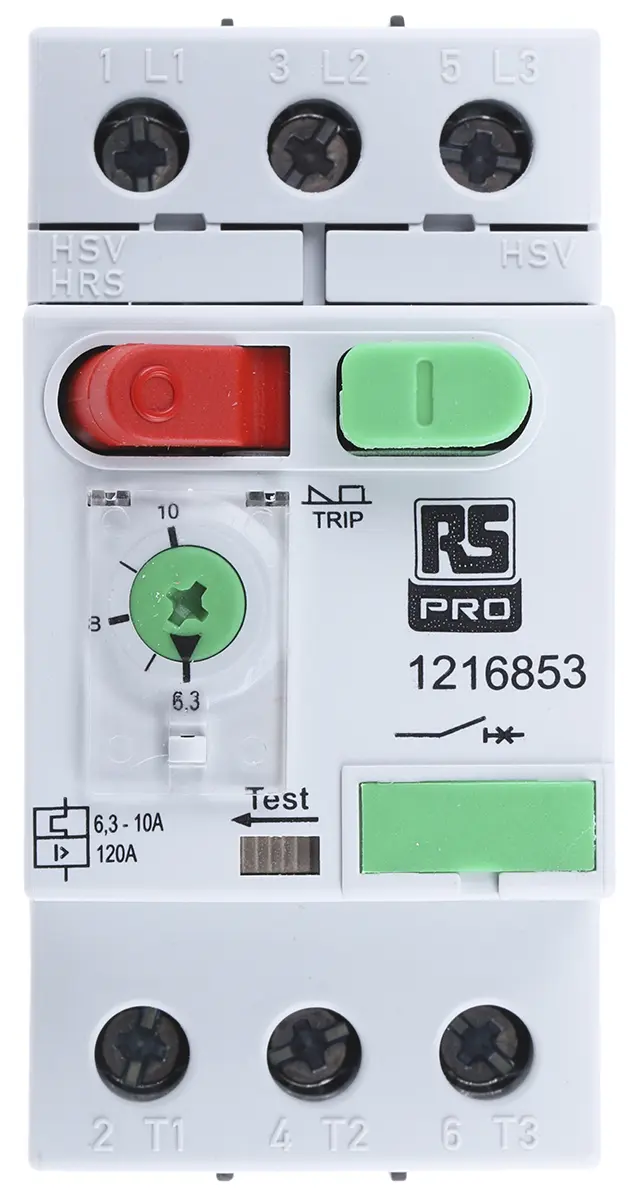 Produktfoto 1 von RS PRO Motorschutzschalter, 6,3 → 10 A 45mm x 89.5mm