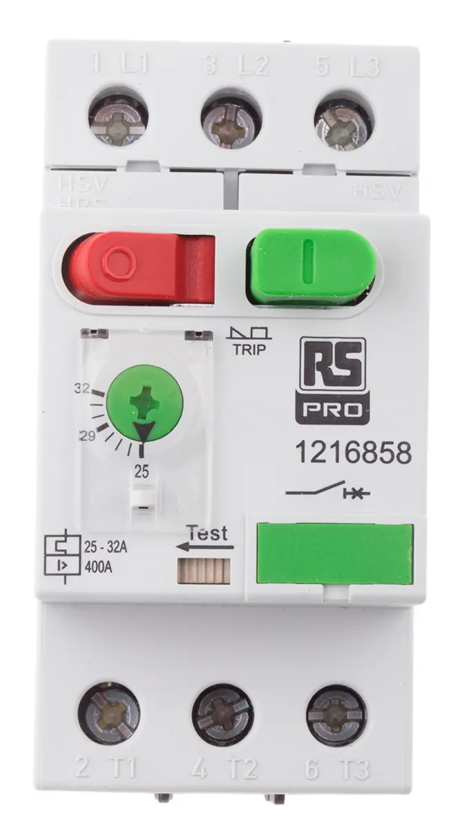 Produktfoto 1 von RS PRO Motorschutzschalter, 25 → 32 A 45mm x 89.5mm