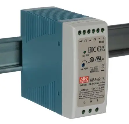 Produktfoto 1 von MEAN WELL DRA DIN-Schienen Netzteil Geschalteter Modus 370 V dc, 264V ac Wechselstrom/Gleichstrom / 3.34 A 15V dc DC 40