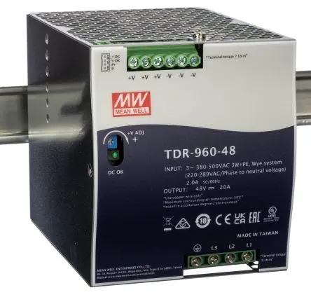 MEAN WELL TDR DIN-Schienen Netzteil Getaktet 48V dc / 20A 960W 340 → 550V ac