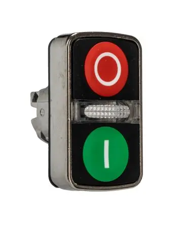 Produktfoto 1 von Schneider Electric Harmony XB4 Drucktastenkopf Ø 22 mm, Grün, Rot Tastend Rund Rechteckig Verchromtes Metall, IP66