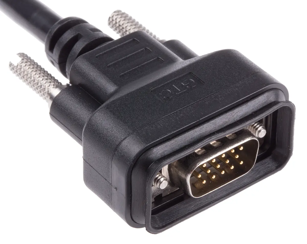 Produktfoto 1 von RS PRO GTC Sealed Serielles Kabel / DB15 Stecker / Nicht abgeschlossen Stecker, 2 m Polyvinylchlorid, Schwarz, UL