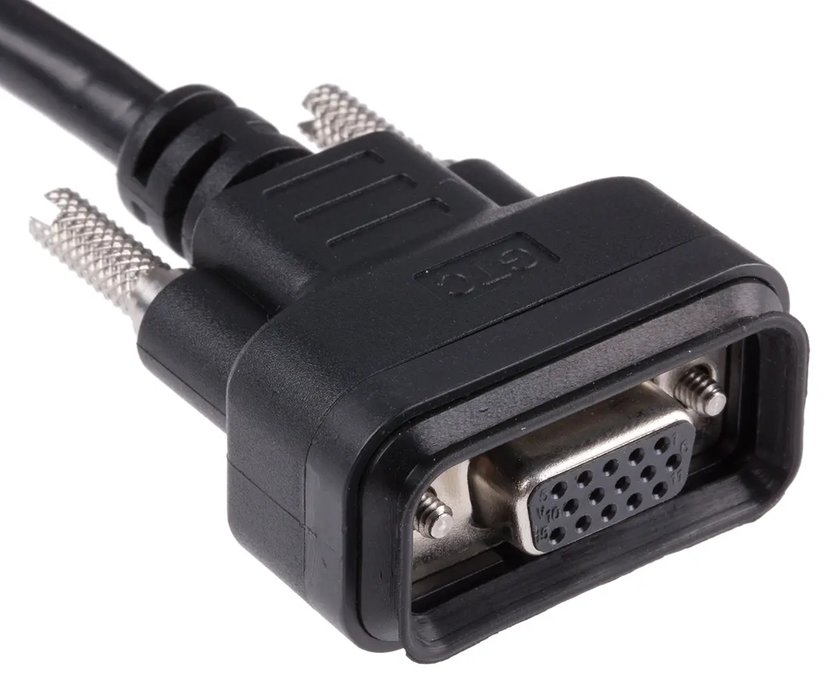 Produktfoto 1 von RS PRO GTC Sealed Serielles Kabel / DB15 Buchse / Nicht abgeschlossen Buchse, 2 m Polyvinylchlorid, Schwarz, UL