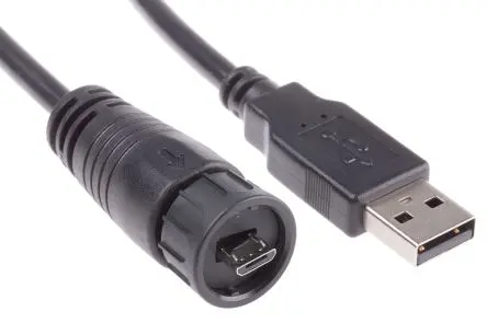 Produktfoto 1 von RS PRO Stecker GT11B220 USB-Kabel, Micro USB B Stecker / USB Typ A, 2 m Schwarz