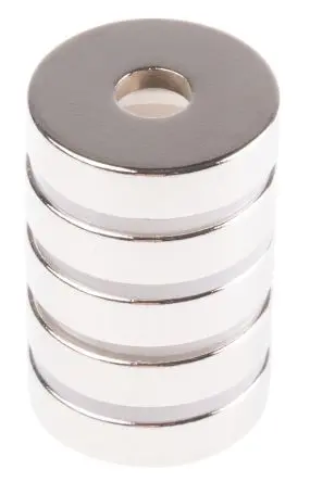 Produktfoto 1 von Eclipse Neodym Magnet Bohrung B. 20 mm D 5 mm, L. 6 mm