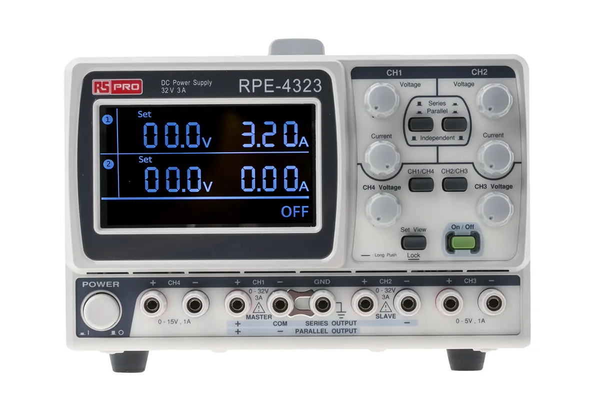 Produktfoto 1 von RS PRO 4-Kanal Digital Labornetzgerät 212W, 0 → 32V / 1A