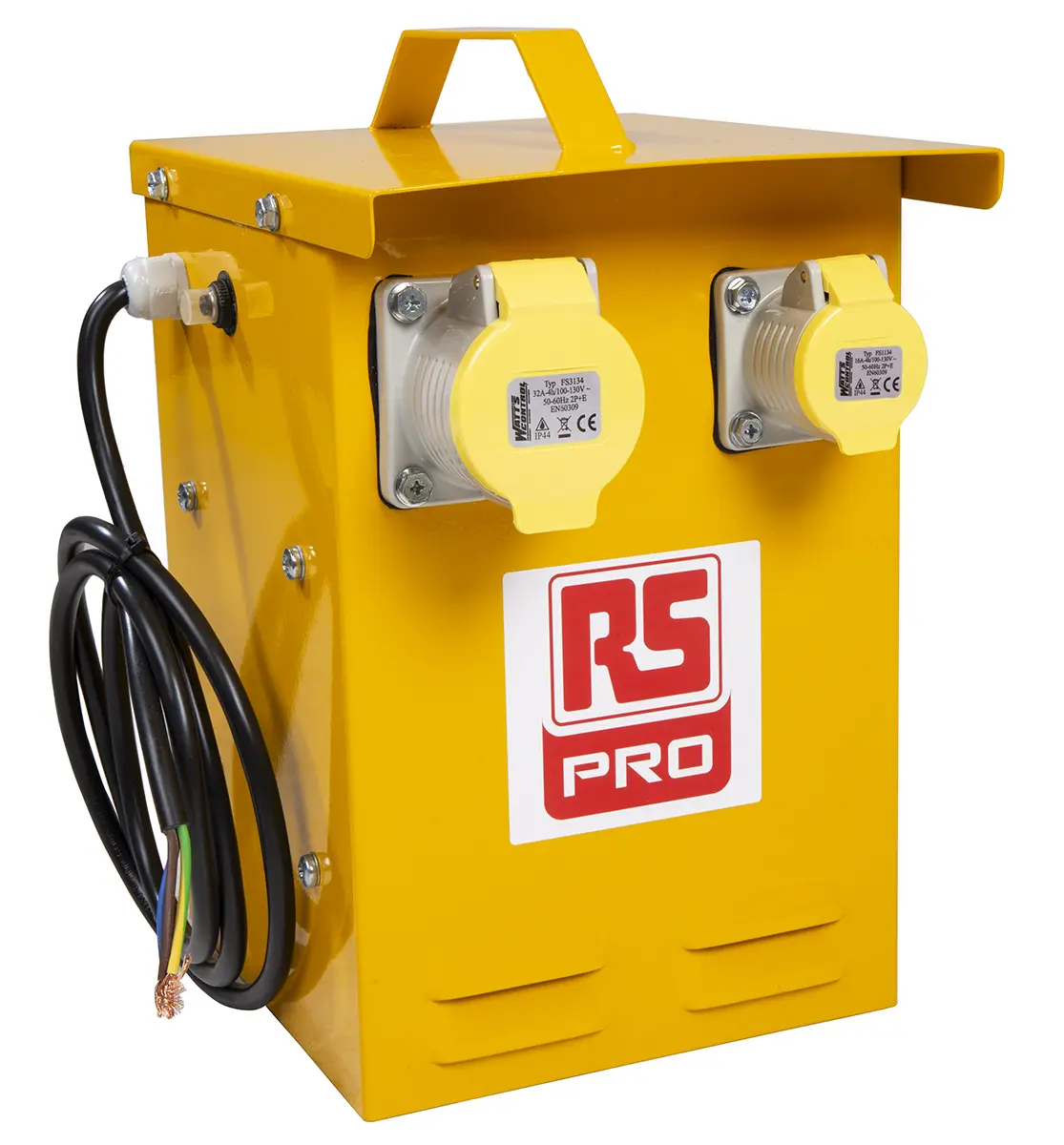 Produktfoto 1 von RS PRO Baustellentransformator, Primär 230 V ac / Sekundär 110 V (55V-0V-55V), 32 A BS1363