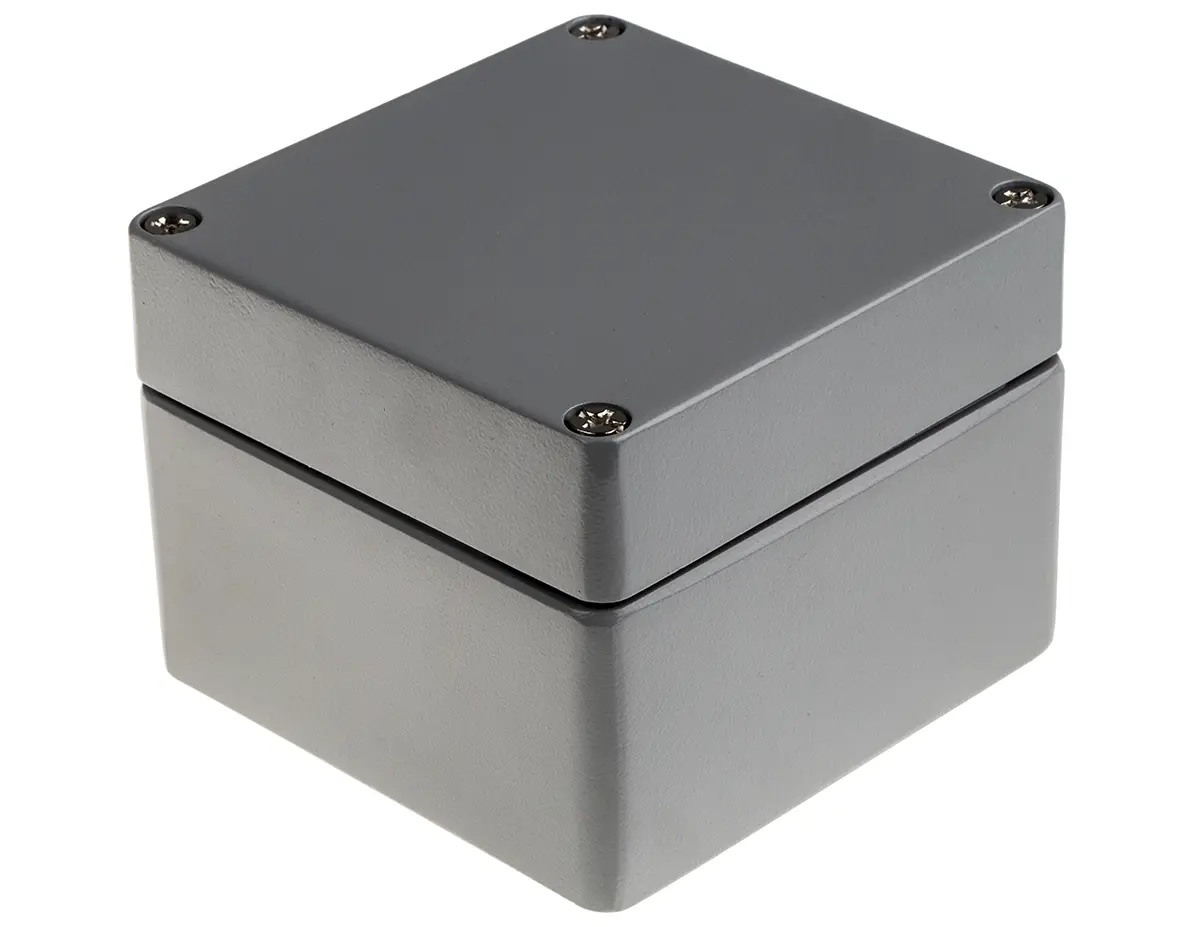 Produktfoto 1 von RS PRO RJ; Gehäuse; Aluminium; Grau; IK09 IP65, IP66, IP40, IP68 Breite 122 mm Höhe 91 mm Länge 122 mm
