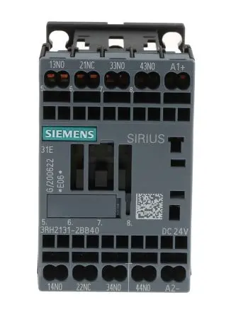 Produktfoto 1 von Siemens 3RH2 Hilfsschütz 24V dc-Spule, 690V ac / 10 A 24V dc 3 Schließer, 1 Öffner 4-Hilfskontakte