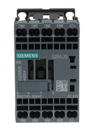 Produktfoto 1 von Siemens SIRIUS Hilfsschütz 24V dc-Spule, 690V ac / 10 A 24V dc 4 Schließer 4-Hilfskontakte