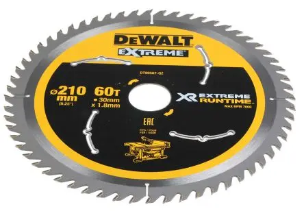 Produktfoto 1 von DeWALT 60 Wolframcarbid Holz Kreissägeblatt, Ø 210 mm 1