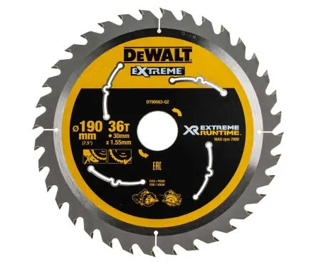 Produktfoto 1 von DeWALT 36 Wolframcarbid Holz Kreissägeblatt, Ø 190 mm 1