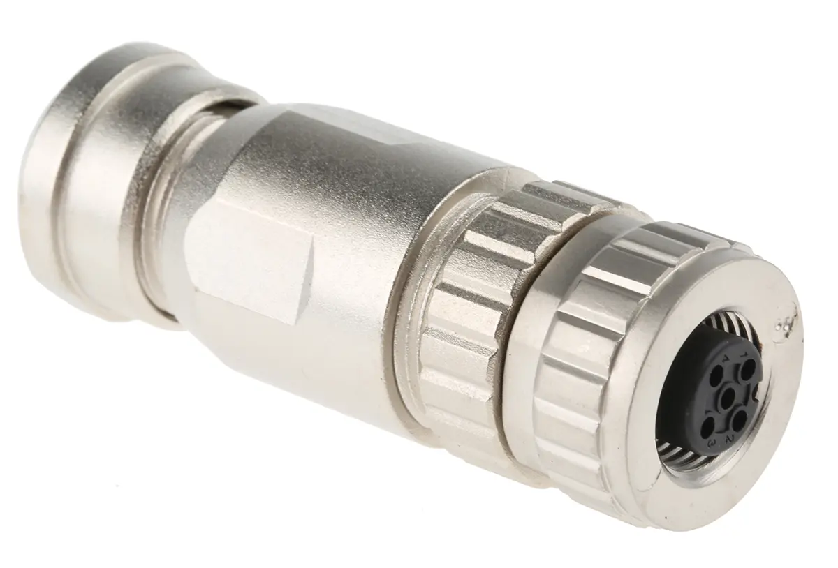 Produktfoto 1 von HARTING M12 20 mm M12 Rundsteckverbinder Stecker 5-polig Buchse 7.5A Kabel IP40