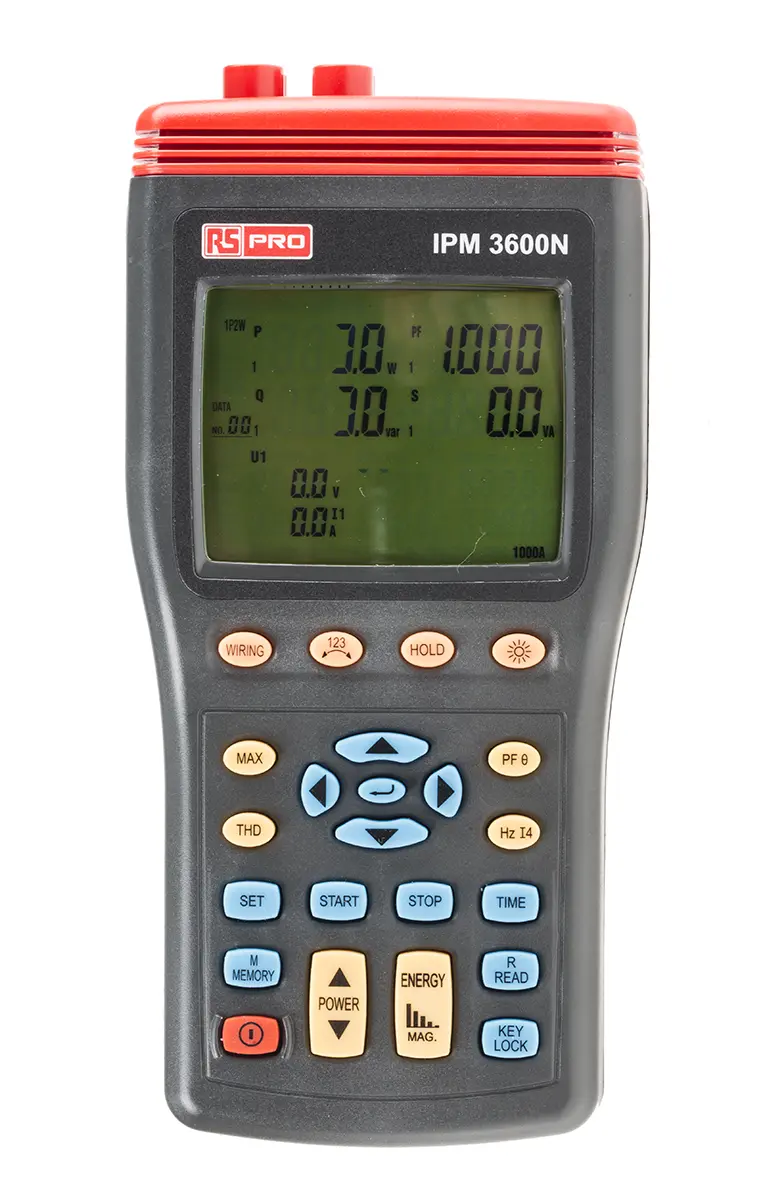 Produktfoto 1 von RS PRO IPM3600N, 3-Phasen Netzqualitätsanalysator 999.9kW, 999.9V / 999.9A