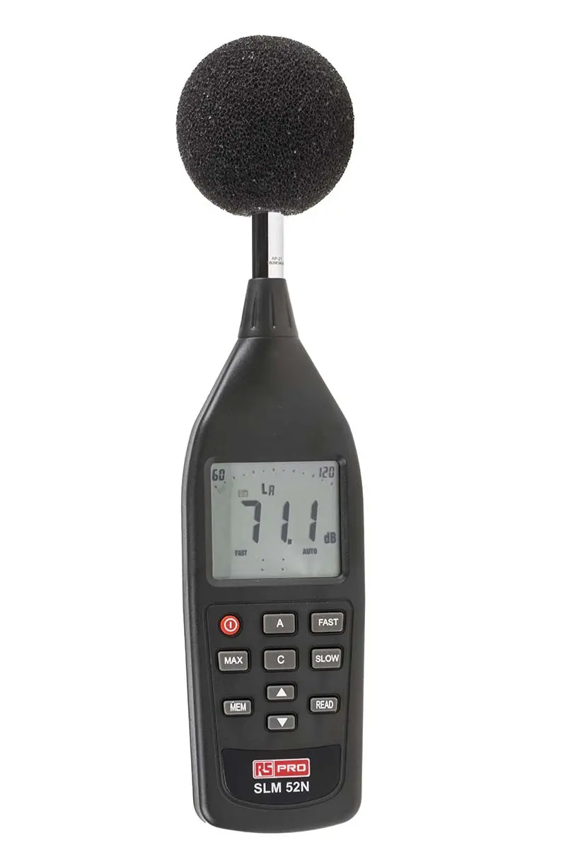 Produktfoto 1 von RS PRO SLM52N Datenloggerfunktion LCD Schallpegelmessgerät 30 dB 130 dB 8 kHz IEC 61672-1:2013 Klasse 2, ANSI S1.4: 1983