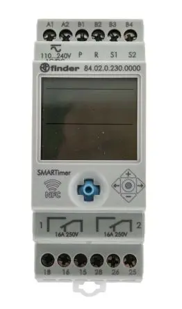 Produktfoto 1 von Finder 84 Zeitrelais, DIN-Hutschiene 110 to 240 V dc 110V ac, 240 V ac, 0.1 s to 9999 h, 2 Kont. Multifunktion,