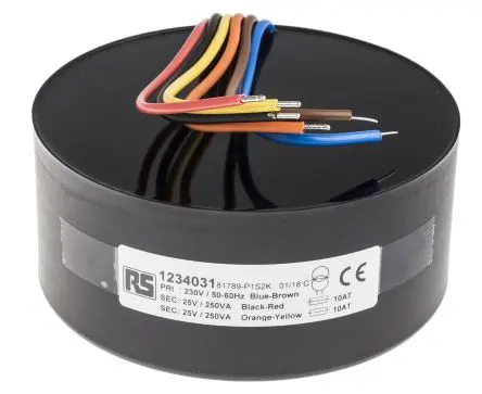 Produktfoto 1 von RS PRO Ringkerntransformator, Primär 230 V ac / Sekundär 2 x 25 V ac 2 Ausg. 500 VA, 10A 0.3 kg 60 Hz 50 Hz