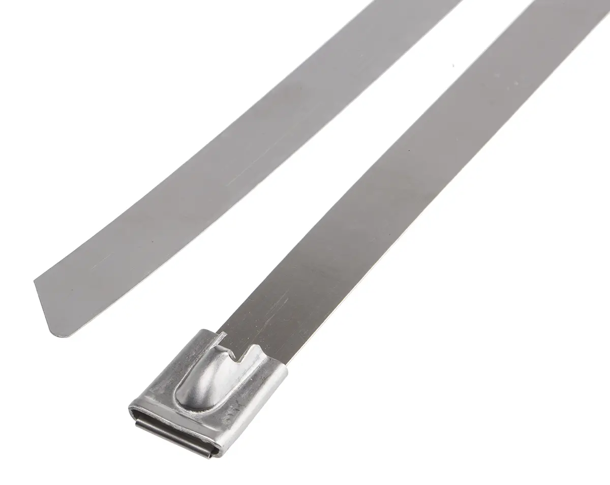 Produktfoto 1 von RS PRO Edelstahl Kabelbinder Kugelverschluss Silber 12 mm x 840 mm