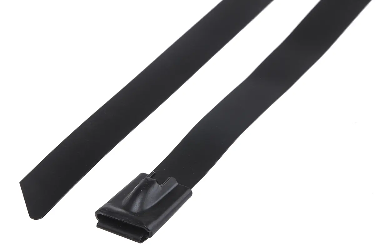 Produktfoto 1 von RS PRO SS360XHDC Edelstahl Kabelbinder Kugelverschluss Schwarz 12 mm x 360 mm