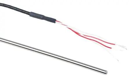 Produktfoto 1 von RS PRO Pt100 Widerstandsthermometer Edelstahl Ø 4 mm 4 x 200 mm Class B, -50 °C → 250 °C, 2 m Leitung