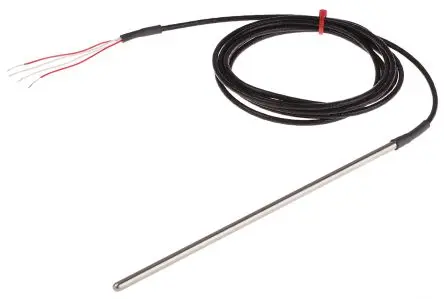 Produktfoto 1 von RS PRO Pt100 Widerstandsthermometer Edelstahl Ø 4.5 mm 4 x 200 mm Class B, -50 °C → 250 °C, 2 m Leitung