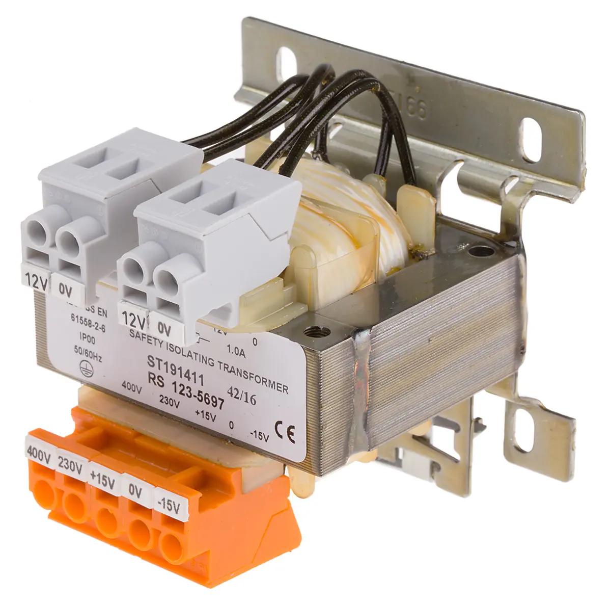 Produktfoto 1 von RS PRO DIN-Schienen-Trafo, 25VA, Primär 230 → 400V ac / Sekundär 2 x 12V ac DIN-Schiene, 66mm x 56mm x 88mm