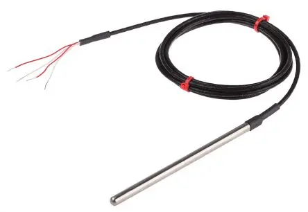 Produktfoto 1 von RS PRO Pt100 Widerstandsthermometer Edelstahl Ø 6 mm 4 x 125 mm Class B, -50 °C → 250 °C, 2 m Leitung