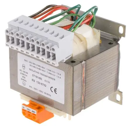 Produktfoto 1 von RS PRO 800 VA DIN-Schienen-Trafo, Primär 230 to 400 V ac / Sekundär 4 x 0-55-60 V ac DIN-Hutschiene 4 Ausg., 150 mm x