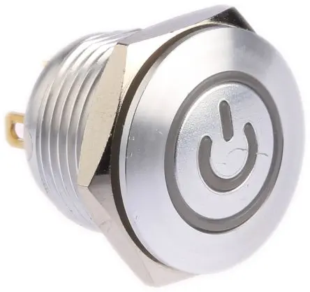 Produktfoto 1 von TE Connectivity AV16 Druckschalter Blau Beleuchtet Tastend Panel Ø 19.2 mm, SPST / 2A 36 V dc, IP67