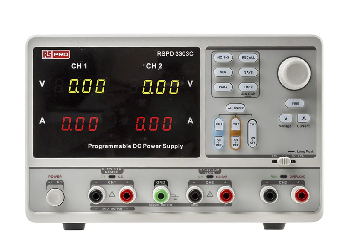 Produktfoto 1 von RS PRO 3-Kanal Digital Labornetzgerät 220W, 0 → 32V / 3.2A