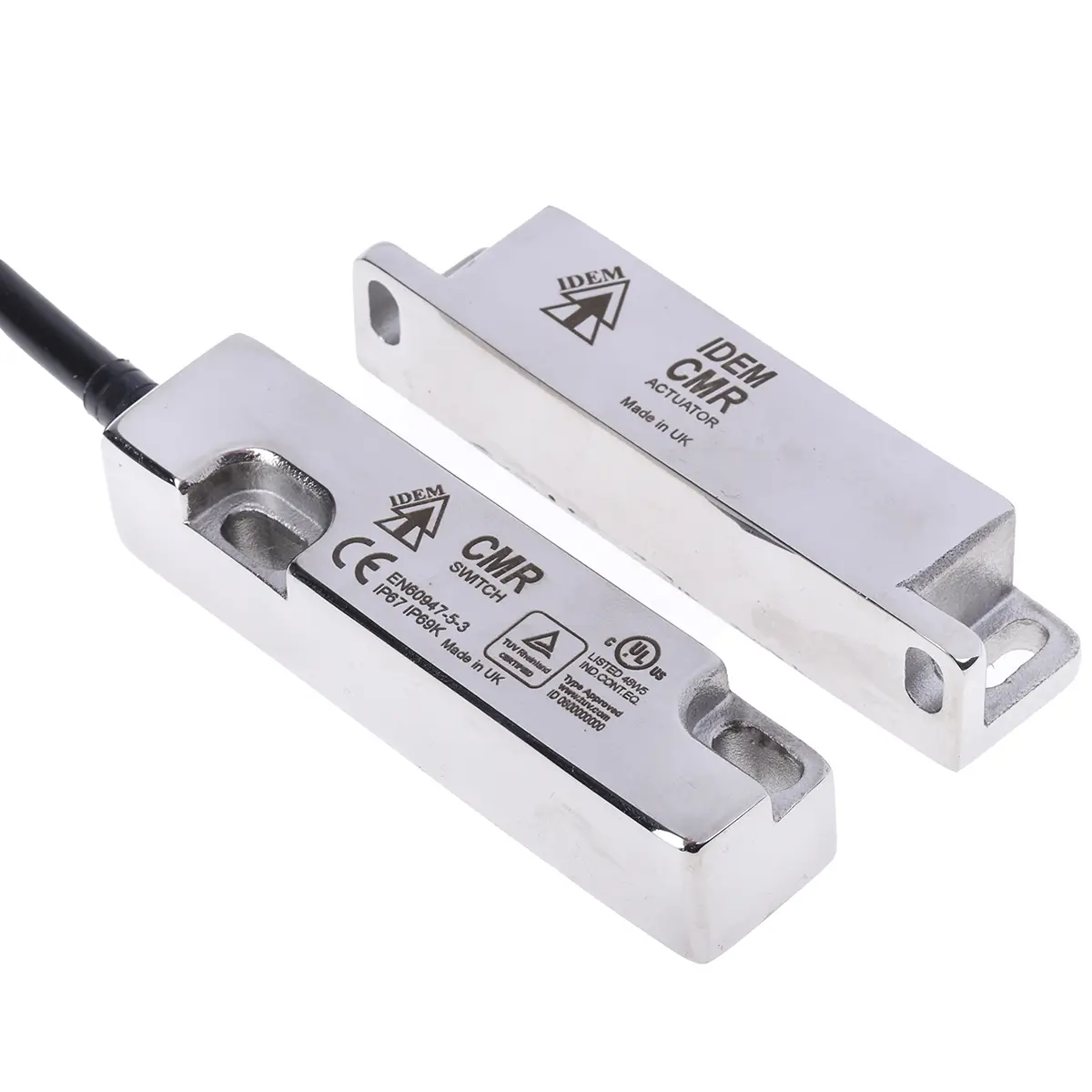 Produktfoto 1 von IDEM HYGIEMAG CMR 5m Kabel Berührungsloser Sicherheitsschalter aus Edelstahl 316 250V ac, 2 Öffner / Schließer, Magnet