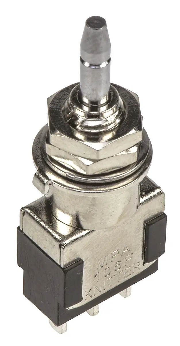 Produktfoto 1 von KNITTER-SWITCH MPA Miniaturdruckschalter Silber Tastend Panel Ø 6.2 mm, 1-poliger Umschalter / 3 A 250 V ac, IP40