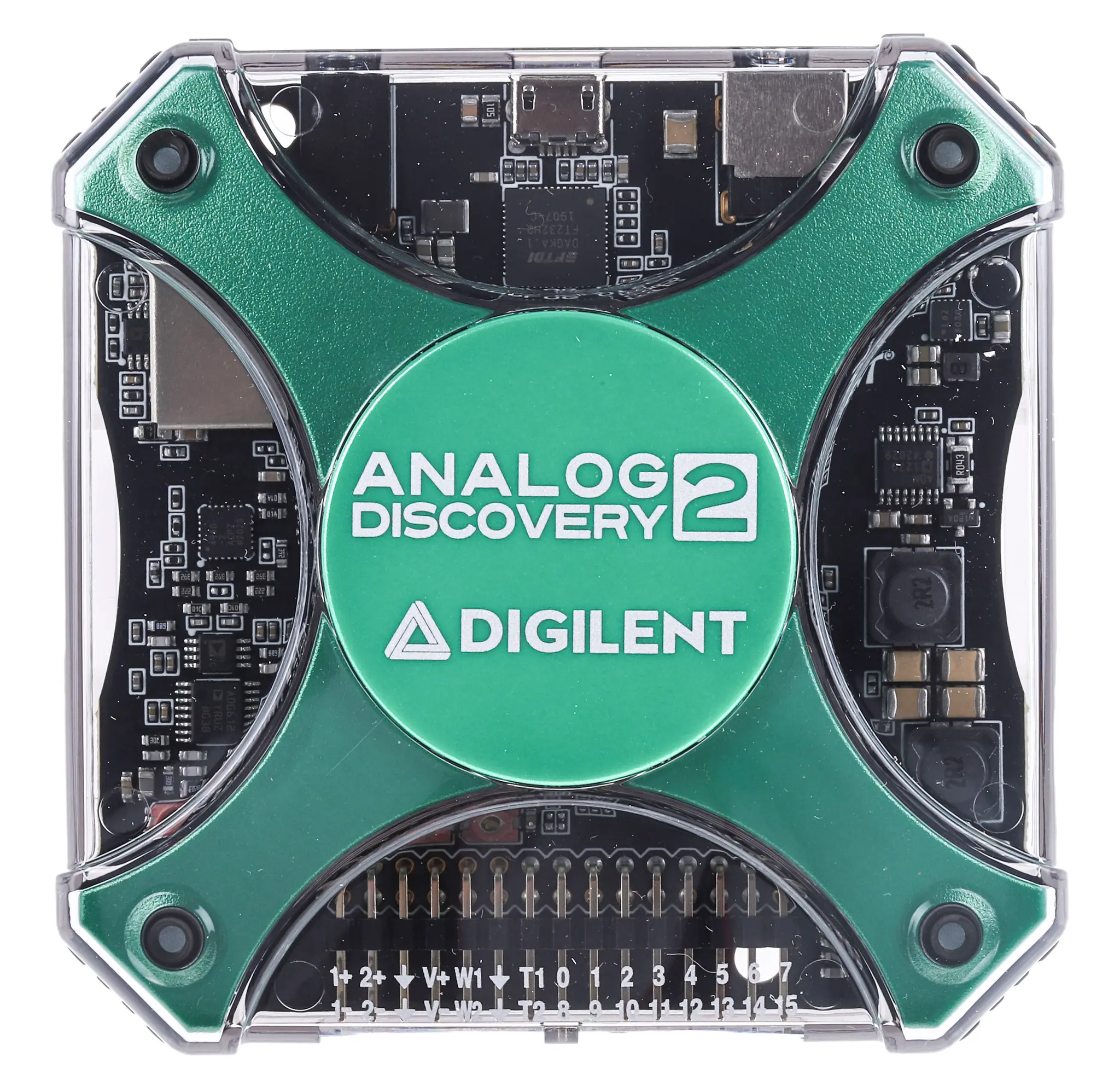 Produktfoto 1 von Digilent Analog Discovery 2 410-321 PC Oszilloskop 2-Kanal Analog Analog 30MHz IIC, SPI, UART, USB