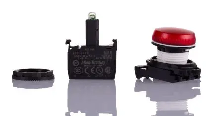 Produktfoto 1 von Allen Bradley Anzeigelampe 800F 240V ac Rot, Ausschnitt-Ø 22 mm LED Panel Rund IP66 Schraube