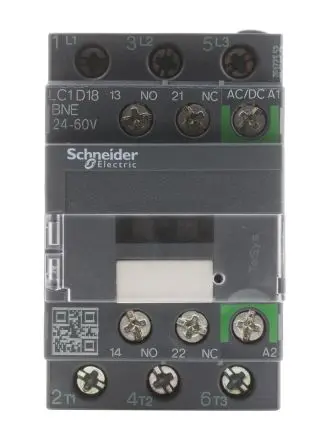 Produktfoto 1 von Schneider Electric LC1D Schütz 24V ac/dc-Spule, 3-polig, 690V ac / 18 A 60V 7.5 kW 3 Schließer Motorsteuerung,