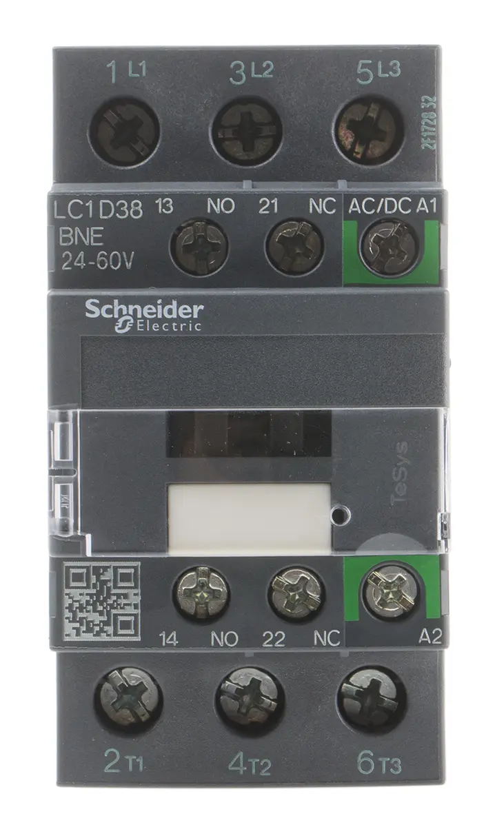 Produktfoto 1 von Schneider Electric LC1D Schütz 24 V ac/dc-Spule, 3-polig, 690V ac / 38 A 60 V 18.5 kW 3 Schließer Motorsteuerung