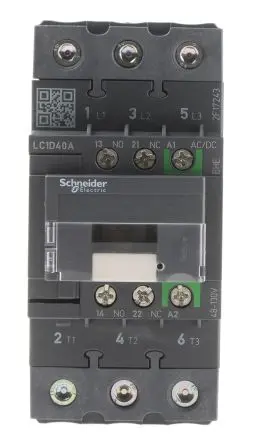 Produktfoto 1 von Schneider Electric TeSys D TeSyS D Leistungsschütz 110 V ac/dc-Spule, 3 -polig , 690 V ac / 40 A 18,5 kW 3 Schließer