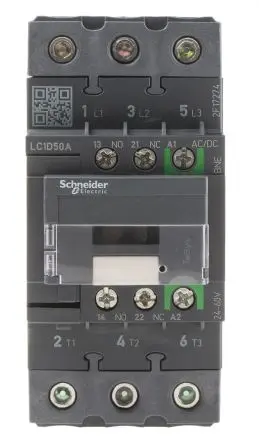 Produktfoto 1 von Schneider Electric TeSys D TeSyS D Leistungsschütz 24 V ac/dc-Spule, 3 -polig , 690 V ac / 50 A 22 kW 3 Schließer