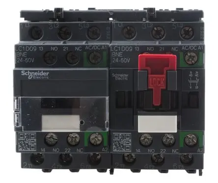Produktfoto 1 von Schneider Electric TeSys D Wendeschütz 24V ac/dc-Spule, 3-polig, 690V ac / 9 A 60V 5.5 kW 3 Schließer Motorsteuerung,