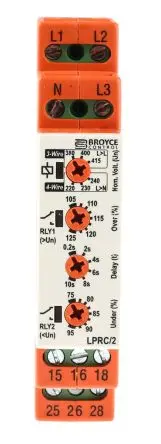 Produktfoto 1 von Broyce Control L Überwachungsrelais 3-phasig, 1-poliger Umschalter DIN-Hutschiene