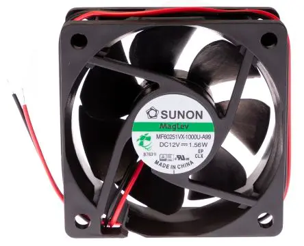 Produktfoto 1 von Sunon M Axiallüfter, Vapo, 12V dc / 1.56 W 130 mA, 5200 U/min, 27 cfm 60 mm 60mm 25 mm