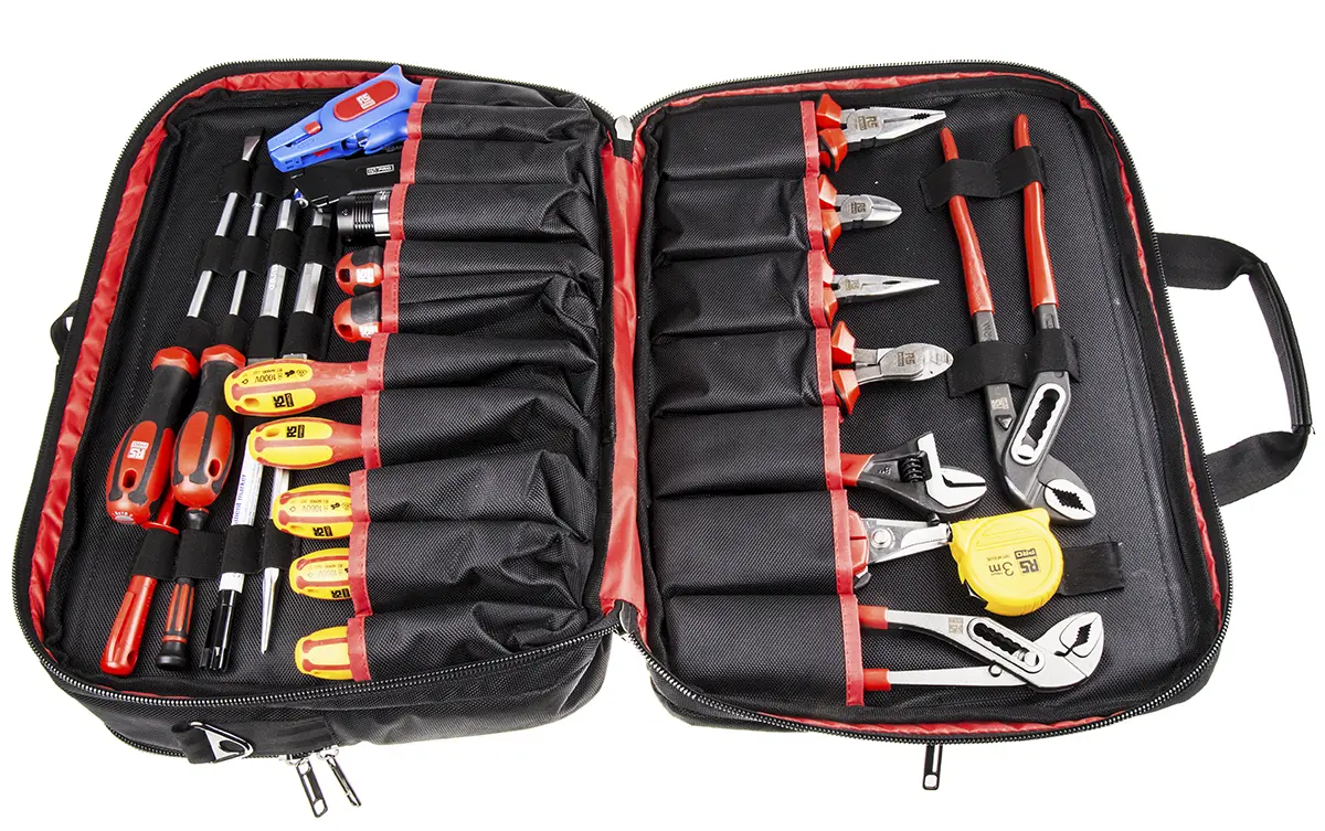 Produktfoto 1 von RS PRO VDE 1000V zugelassen Elektriker Werkzeugsatz, Tasche 32-teilig