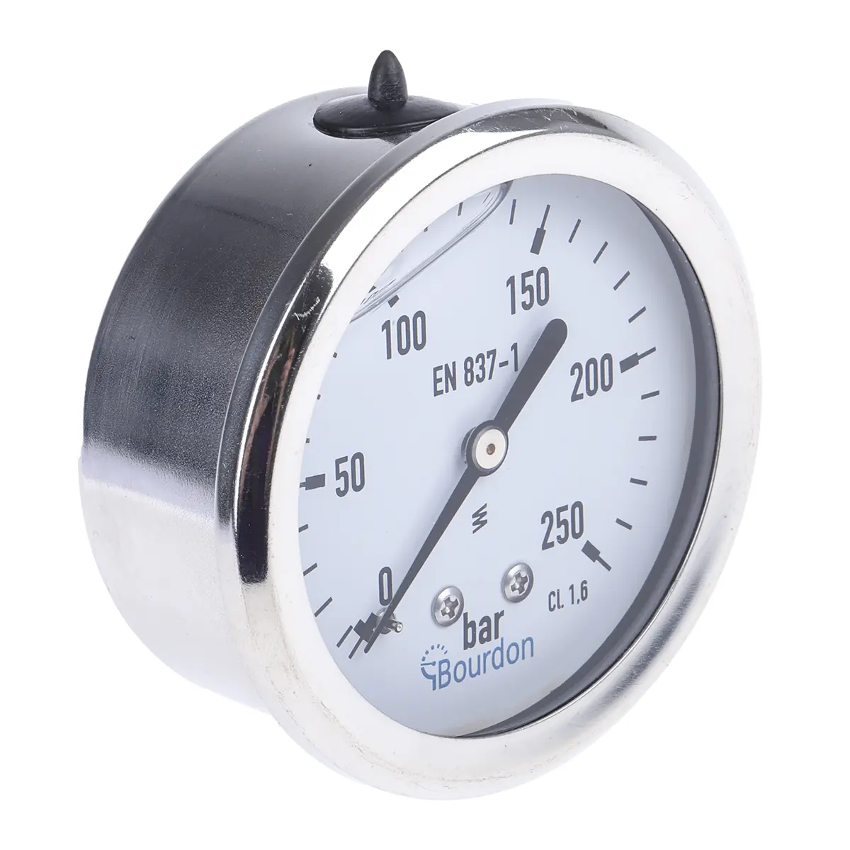 Produktfoto 1 von Bourdon Hydraulikdruckmessgerät 0bar ±2.5%, Ø 63mm Edelstahl Gehäuse G1/4, ISO-kalibriert