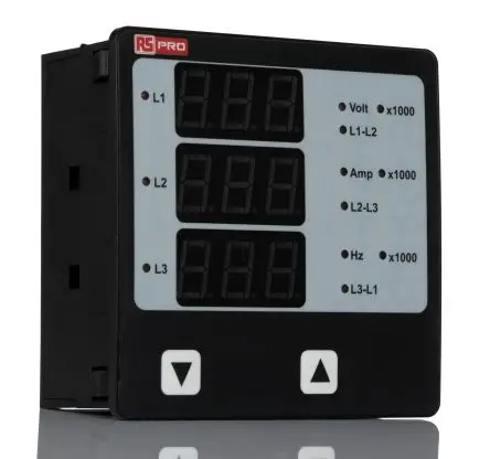 Produktfoto 1 von RS PRO AP05 LED Digitales Multifunktionsmessgerät für Frequenz, Strom, Stunde, Spannung, Drehzahl H 92 mm B 92 mm