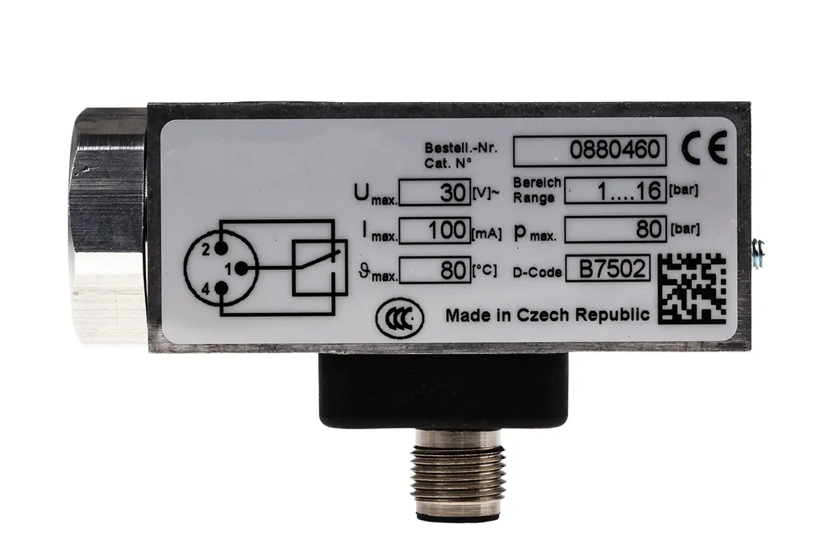 Produktfoto 1 von RS PRO 18D Elektromechanisch Druckschalter, 30 V, 1 bar → 16 bar