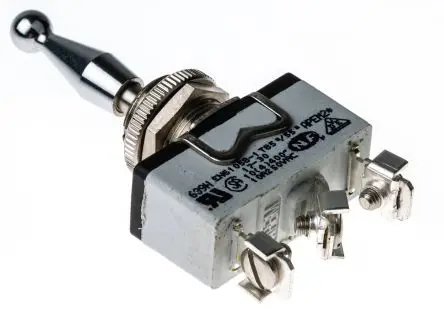 Produktfoto 1 von APEM Panel Kippschalter 1-poliger Umschalter, Ein-Aus-Ein, 250 V ac, 15A, Schraube