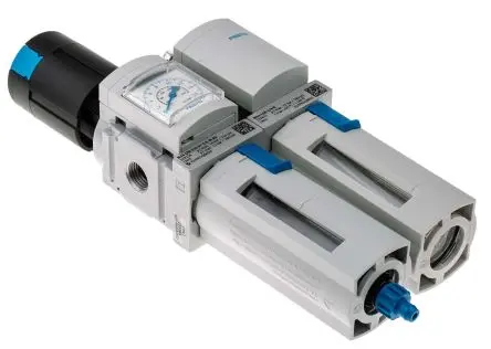 Produktfoto 1 von Festo MS 1/4 in FRL, Manuell 40 μm Integriertes Manometer 1/4 in G, 14 bar