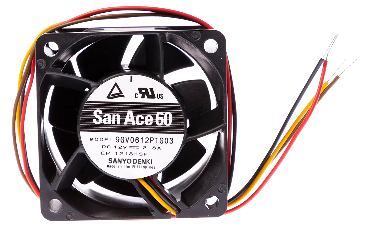 Produktfoto 1 von Sanyo Denki San Ace 9GV DC-Axiallüfter, Kugellager, 12 V dc / 33.6W, 60 x 60 x 38mm, 16000U/min, 142.2m³/h