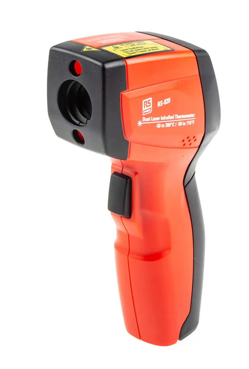 Produktfoto 1 von RS PRO Infrarot Thermometer, -50 °C 12:1, bis 380 °C, ±1 %, Fahrenheit, F, °C