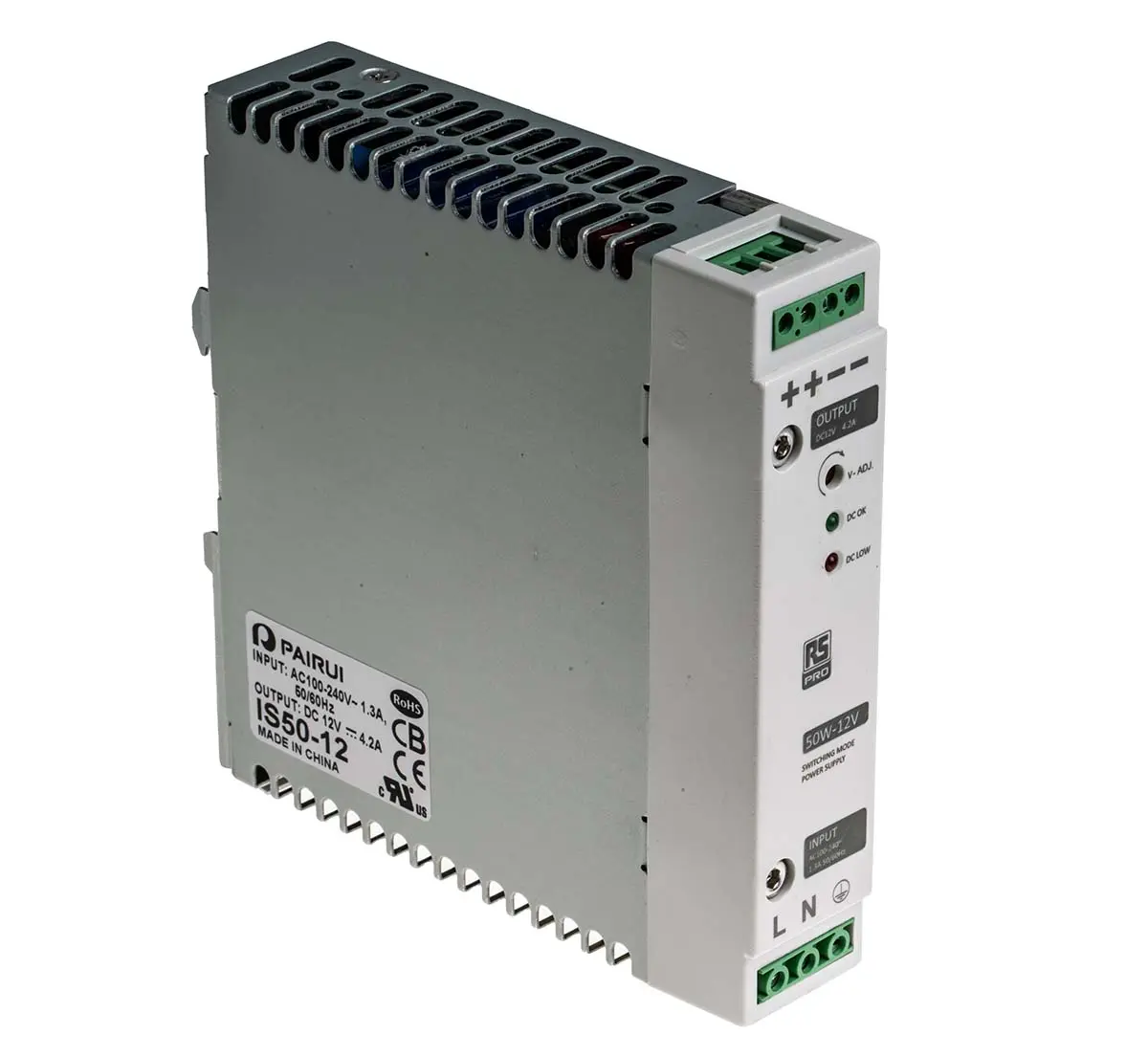 Produktfoto 1 von RS PRO DIN-Schienen Netzteil Getaktet 12V dc / 4.2A 50W 230V ac